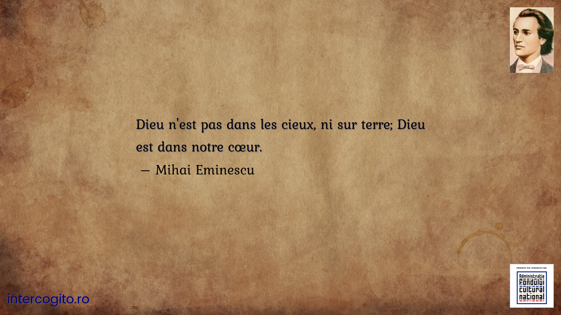 Dieu n'est pas dans les cieux, ni sur terre; Dieu est dans notre cœur.