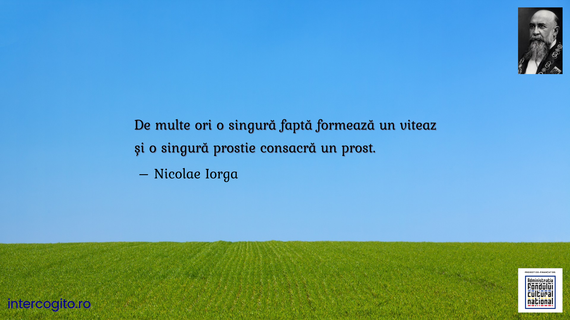 De multe ori o singură faptă formează un viteaz și o singură prostie consacră un prost.