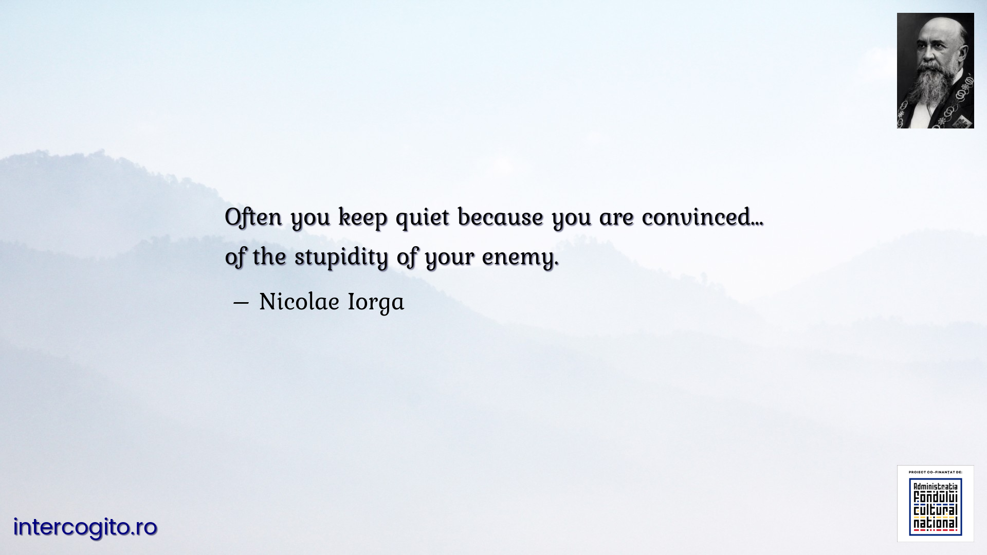 Often you keep quiet because you are convinced… of the stupidity of your enemy.